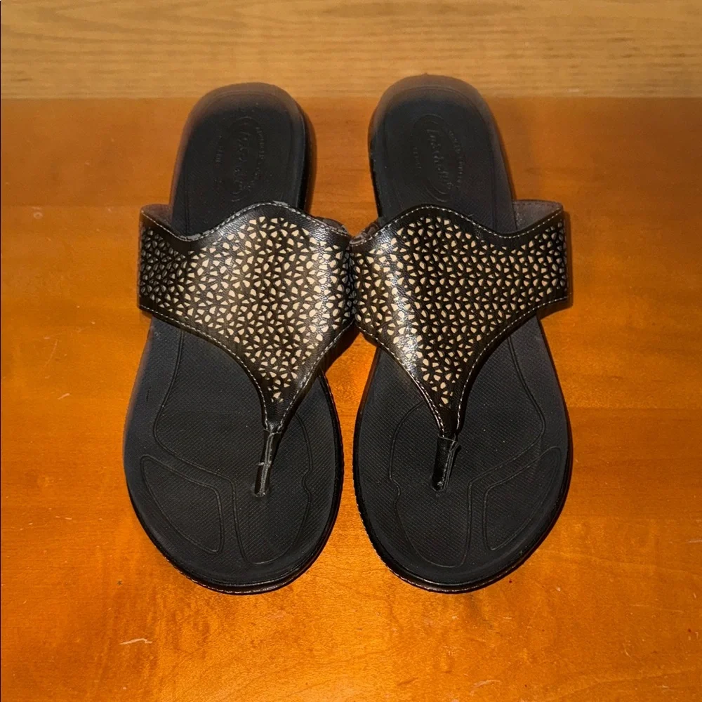 Dr.‎ Scholl's Black Cork Wedge Sandals Thong